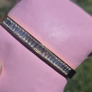 Classic Gold Bar Bracelet with Clear Baguette Crystals